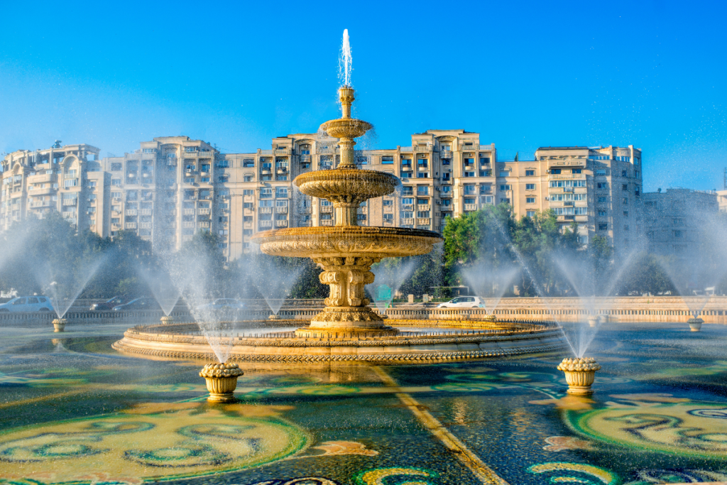 Unirii Square is one of the best places to see in Bucharest at night