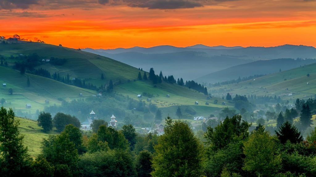 Lovely sunsets in the Romanian countryside during October